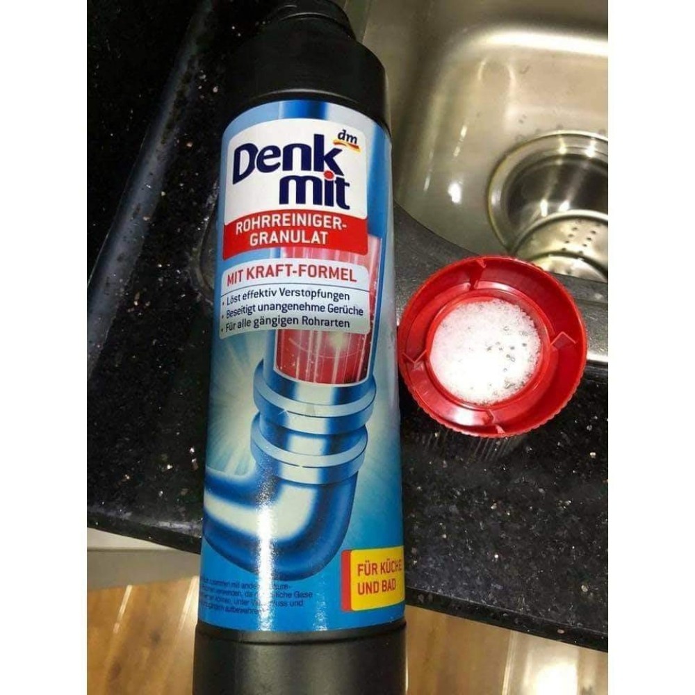 Bột thông cống DENKMIT 600gr - Thông tắc cống chậu rửa bát, bồn rửa mặt, nhà vệ sinh. [Hàng Đức]