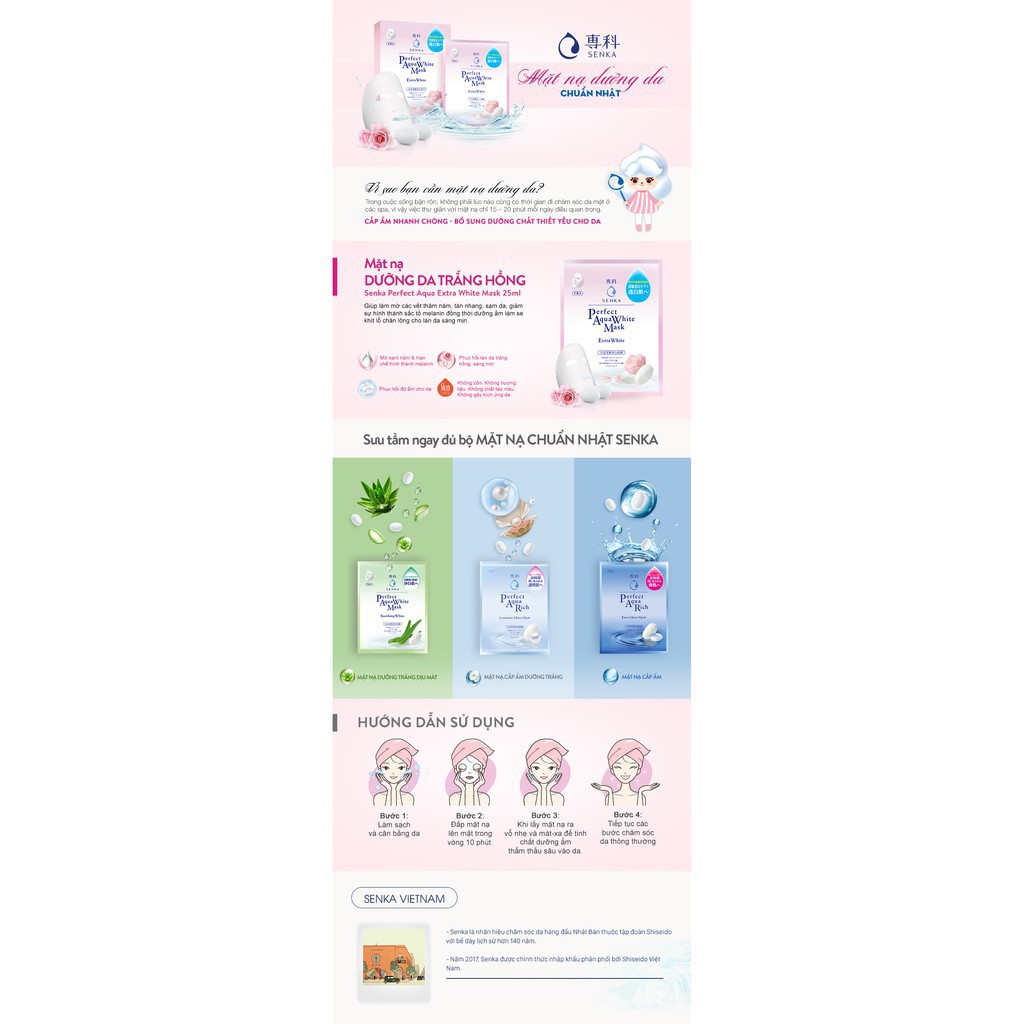 [Mã COSCPC1905 -10% ĐH250k]Combo Mặt nạ Senka Aqua B Moist Mask 25ml và Mặt nạ Senka Perfect Aqua Extra White Mask 25ml