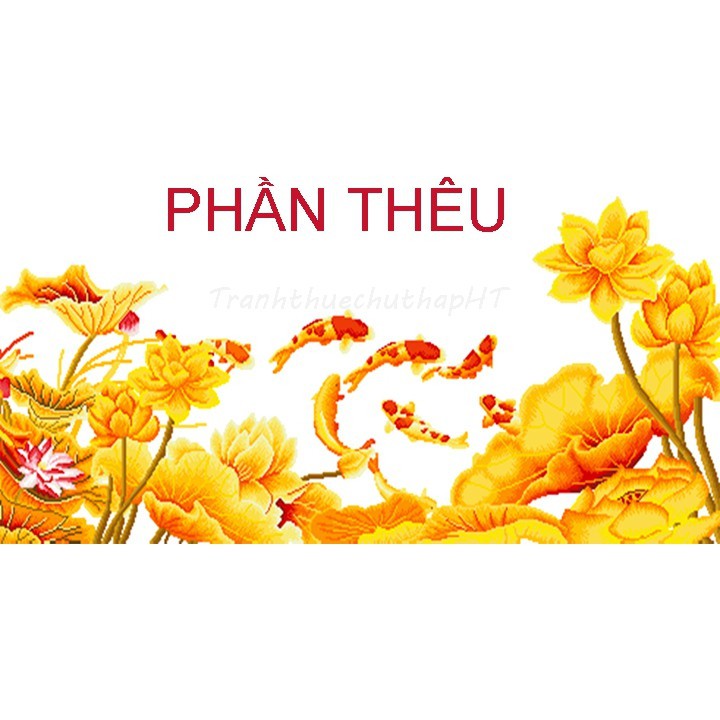 Tranh thêu chữ thập 3D cá chép sen vàng Gia hòa vạn sự hưng LV3278, LV3126, LV3379, LV3378 - tự thêu