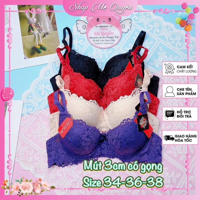 Áo lót ren có gọng mút vừa 3cm ôm trọn vòng 1- nâng ngực tự nhiên cho nàng