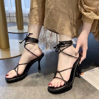(Order) Siêu sang chảnh - Sandals quai mảnh đan dây buộc cổ chân, gót nhọn 9cm
