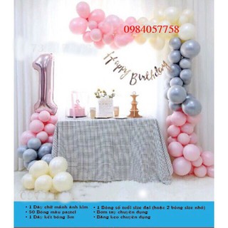 Set bóng sinh nhật kèm bóng pastel