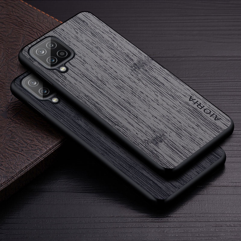 Ốp Lưng Cho Samsung Galaxy A12 5G funda Họa Tiết Gỗ Tre Da Cao Cấp coque Cho Samsung Galaxy A12 Case