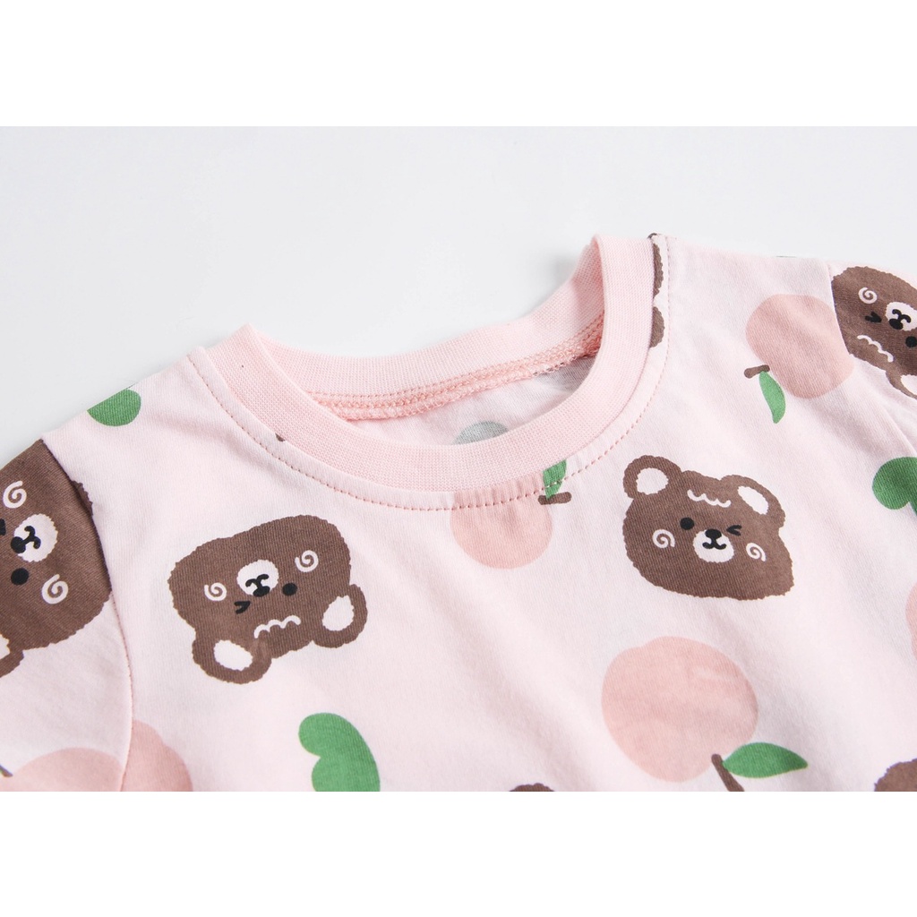 Áo Liền Quần Bằng Cotton Nguyên Chất Tay Cộc In Hoạt Hình Động Vật Phong Cách Hàn Quốc Thời Trang Mùa Hè Cho Bé Sơ Sinh