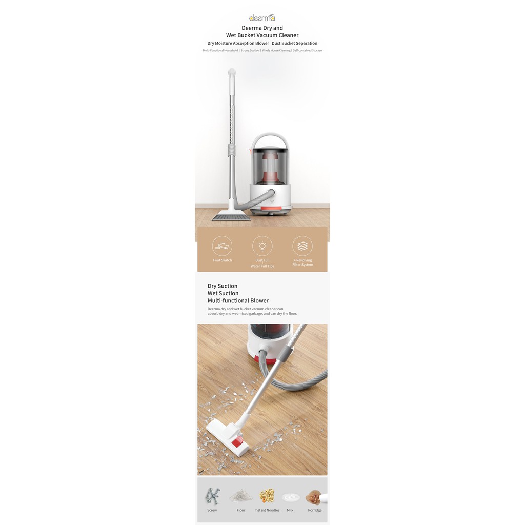Máy Hút Bụi DEERMA DEM-TJ210 Lực Hút 18000Pa, Công suất 1200W ( Hút Được Nước) | BigBuy360 - bigbuy360.vn