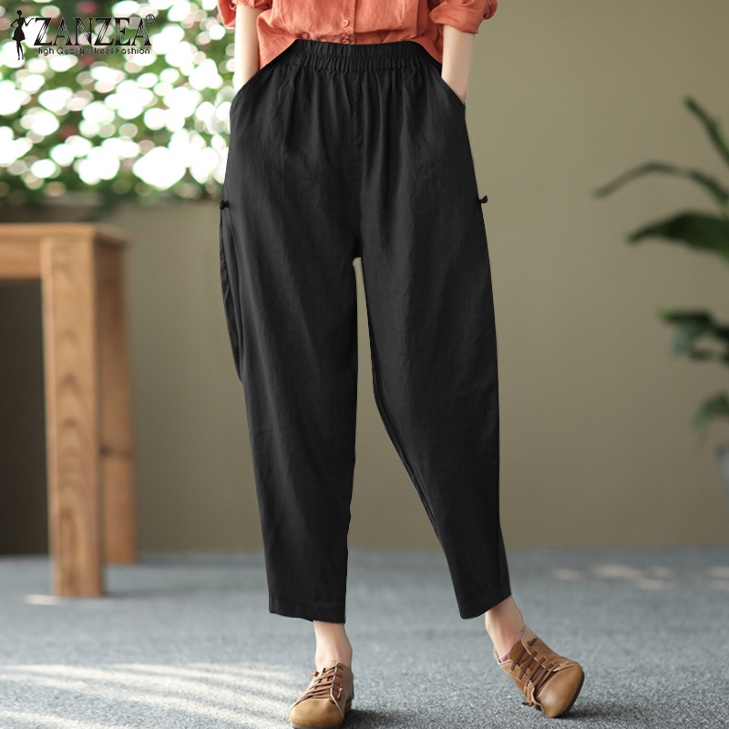 Quần dài nữ Zanzea ống rộng phong cách vintage thời trang