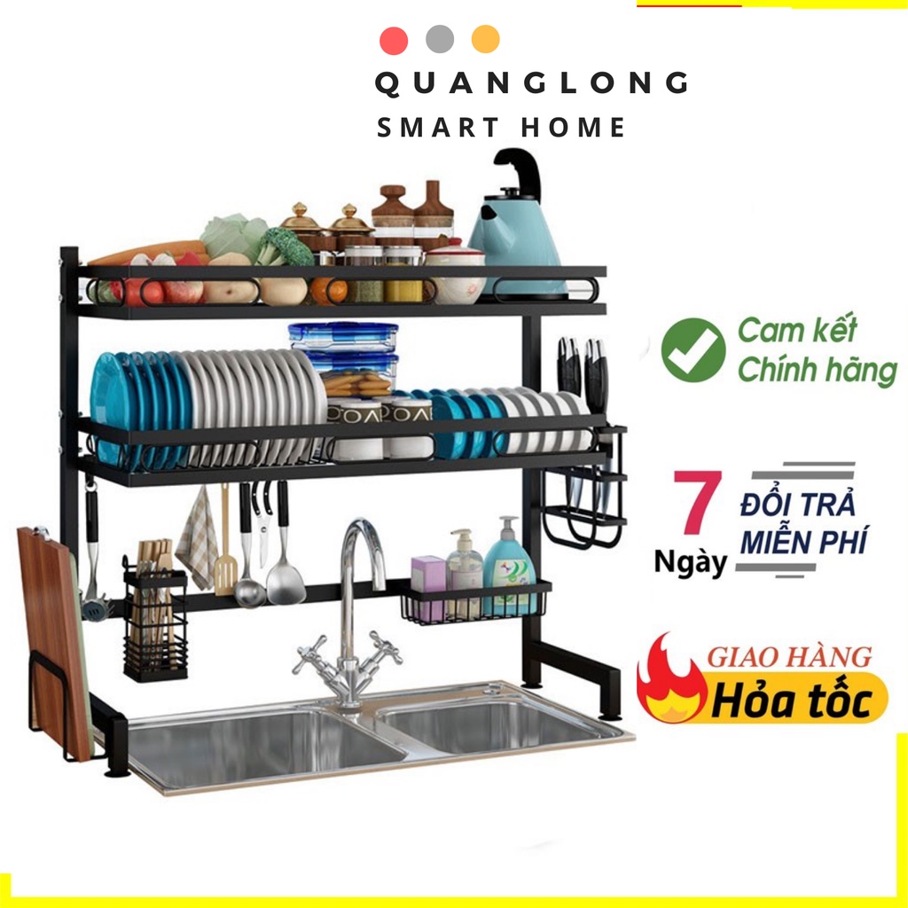 Kệ đựng chén bát thông minh 1/2 tầng giá đựng bát đũa kệ úp bát đĩa đa năng QUANGLONG_KCB03