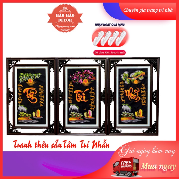 Tranh thêu Tâm Trí Nhẫn thêu sẵn 70x50cm (thành phẩm)