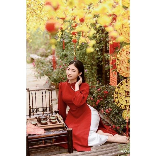 🌈ÁO DÀI CÁCH TÂN ĐỎ TAY DÀI BỒNG💥