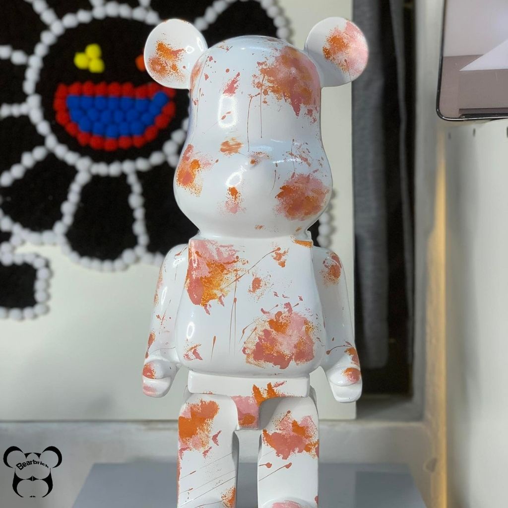 Bearbrick, gấu bearbrick 1000 cỡ lớn 80cm, mẫu lá mùa thu màu sắc  hồng cam chất liệu nhựa cao cấp - Chin Official Store