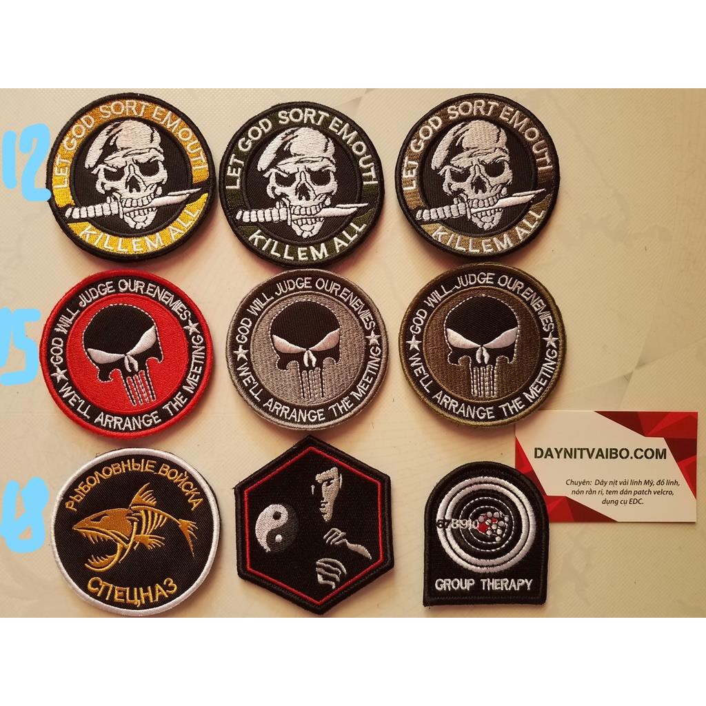 Tấm dán patch velcro Dead Pool, Thái cực, cờ Hàn quốc, US army, 511, Swat, công viên khủng long, Shield
