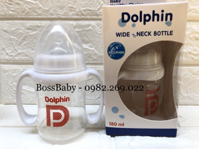 (Mua 1 tặng 1)Bình sữa Dolphin có tay cầm 180ml/240ml