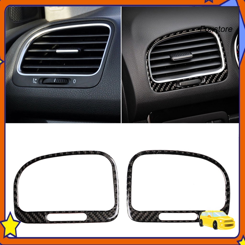 Bộ 2 Miếng Dán Trang Trí Lỗ Thông Khí Xe Hơi VW Golf 6 R MK6 08-12 Bằng Sợi Carbon