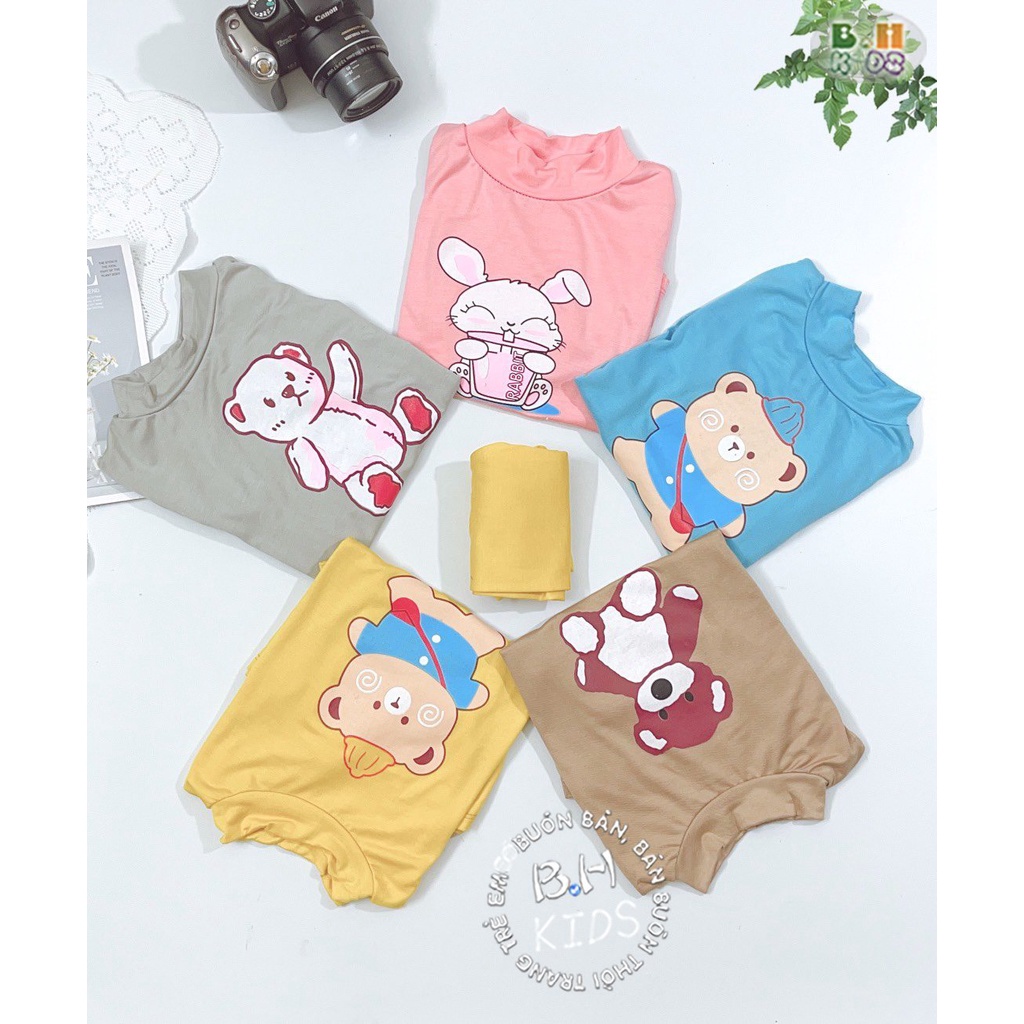 Bộ thun lạnh Minky Mom cổ cao màu sắc đáng yêu cho bé