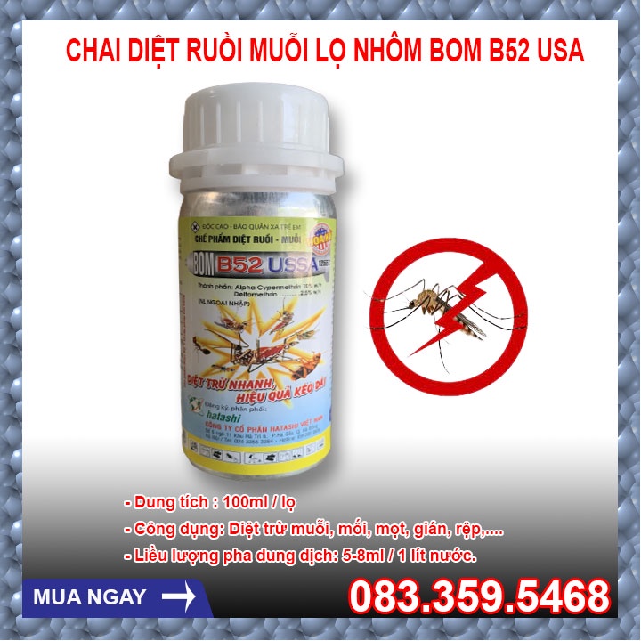 Chai Diệt Ruồi Muỗi BOM B52 USA - Tiêu diệt muỗi hiệu quả tức thì