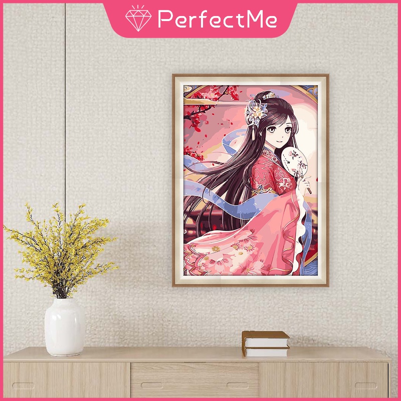 Tranh Đính Đá 30x40cm Kèm Phụ Kiện Tự Làm Hình Cô Gái Xinh Xắn Dùng Trang Trí