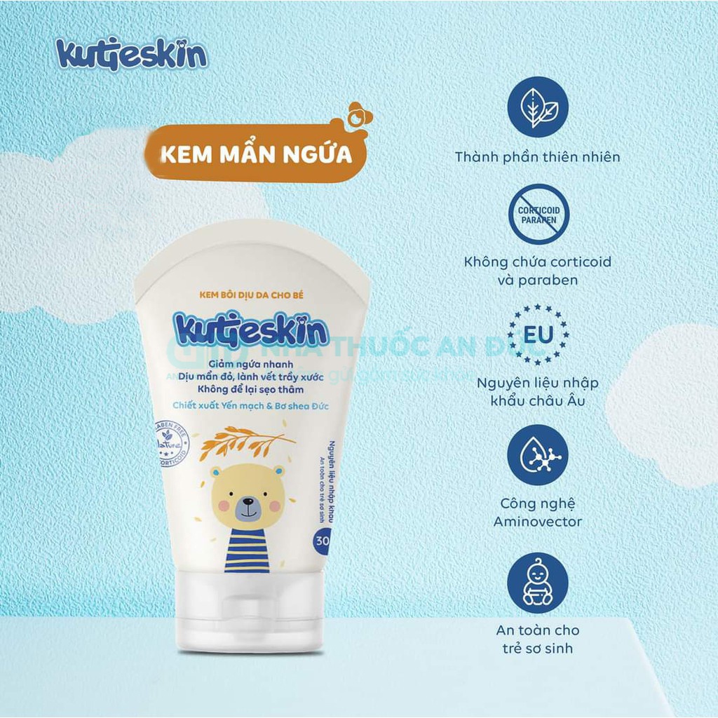 Kutieskin Kem Bôi Dịu Da, Kem Dưỡng Ẩm Cho Bé Tuyp 30g – Nhà thuốc An Đức