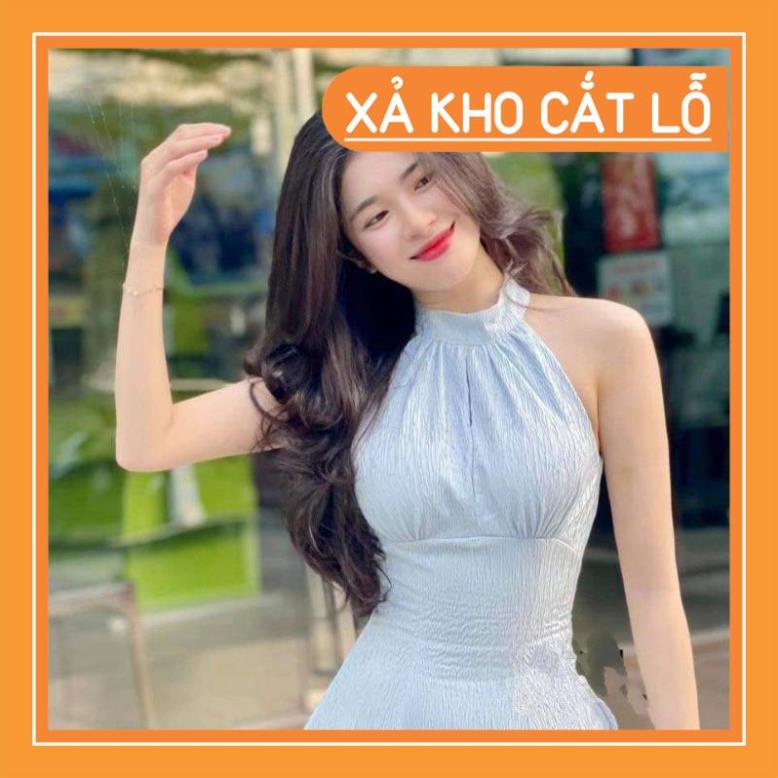 [Quần Áo Hot] Đầm dự tiệc cổ yếm vải thanh gỗ siêu hot 2021 | BigBuy360 - bigbuy360.vn