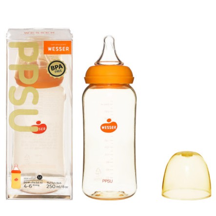 {CHÍNH HÃNG} - Bình Sữa Wesser PPSU Cổ Hẹp Cao Cấp 60ml/140ml/250ml (mẫu mới)