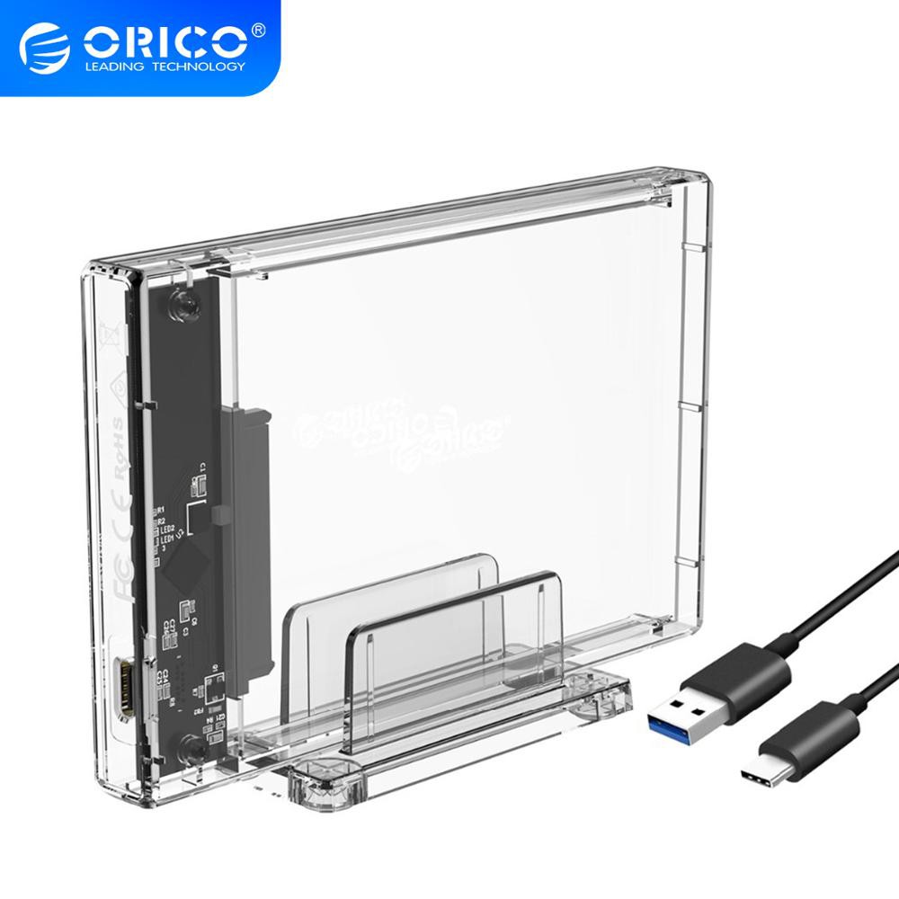 Hộp đựng ổ cứng ORICO 2159C3 cổng Sata sang USB 3.0/USB 3.1 Type C màu sắc trong suốt cho HDD/SSD 2.5