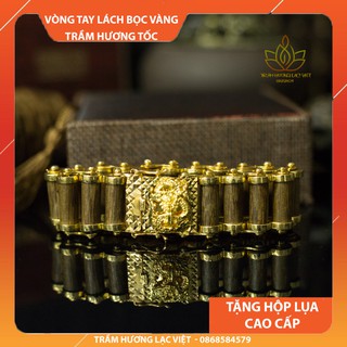 Vòng Tay Trầm Hương Dạng Lách bọc Vàng Mạ 24K Cao Cấp | Trầm Tốc Việt Thiên Nhiên 100%