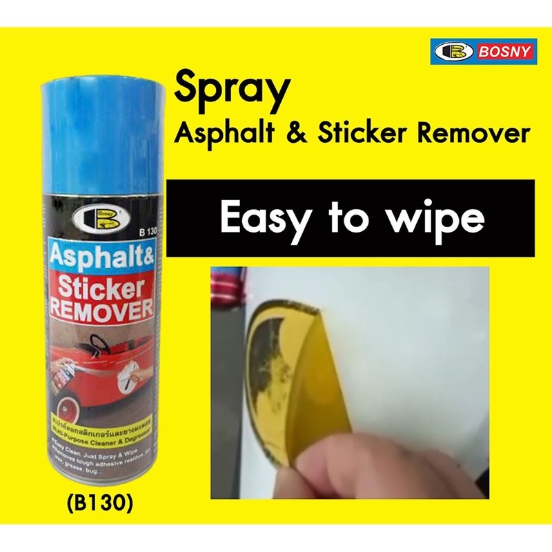 Chai xịt tẩy keo decal, băng dính, keo dán, nhựa đường Asphalt &amp; Sticker Remover Bosny B130