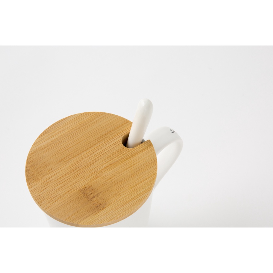 Cốc Mug Sứ Trắng ARTBOX Hàn Quốc Mặt Trong Màu Xám Có Nắp Kèm Muỗng 440ml