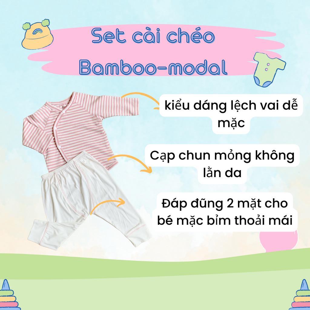 Bộ Sơ Sinh Dài Tay Cài Lệch Unbee Chất Liệu Bambo Mềm Mát Kháng Khuẩn Cho Bé Từ 3-11KG