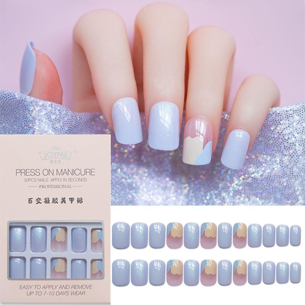 Bộ Móng Tay Giả Hình Vuông Bằng Acrylic Che Phủ Toàn Diện Có Thể Tháo Rời