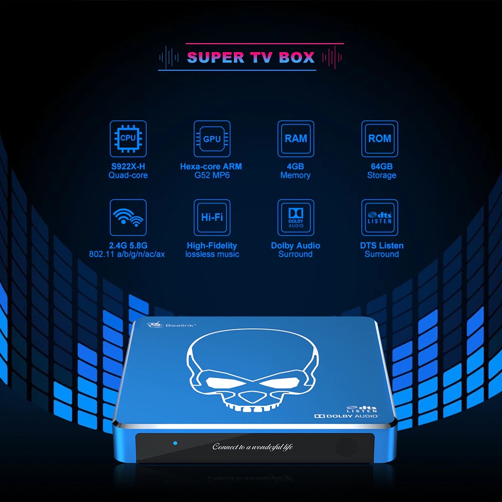 Android TV Box Beelink GT-King Pro - Wifi6, Amlogic S922X-H, Ram 4GB, Bộ nhớ trong 64GB