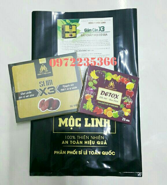 Combo 5 hộp Giảm Cân Đông Y Mộc Linh X3 (30v) + tặng kèm 5 hộp detox ban đêm 20v