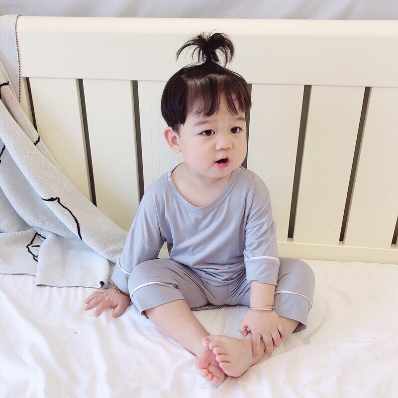 Đồ Bộ Bé Gái, Bé Trai Minky Mom Vải Thun Lạnh Viền lửng, Bộ Quần Áo Dài Tay Cho Bé Mặc Hè Thoáng Mát(DT17)