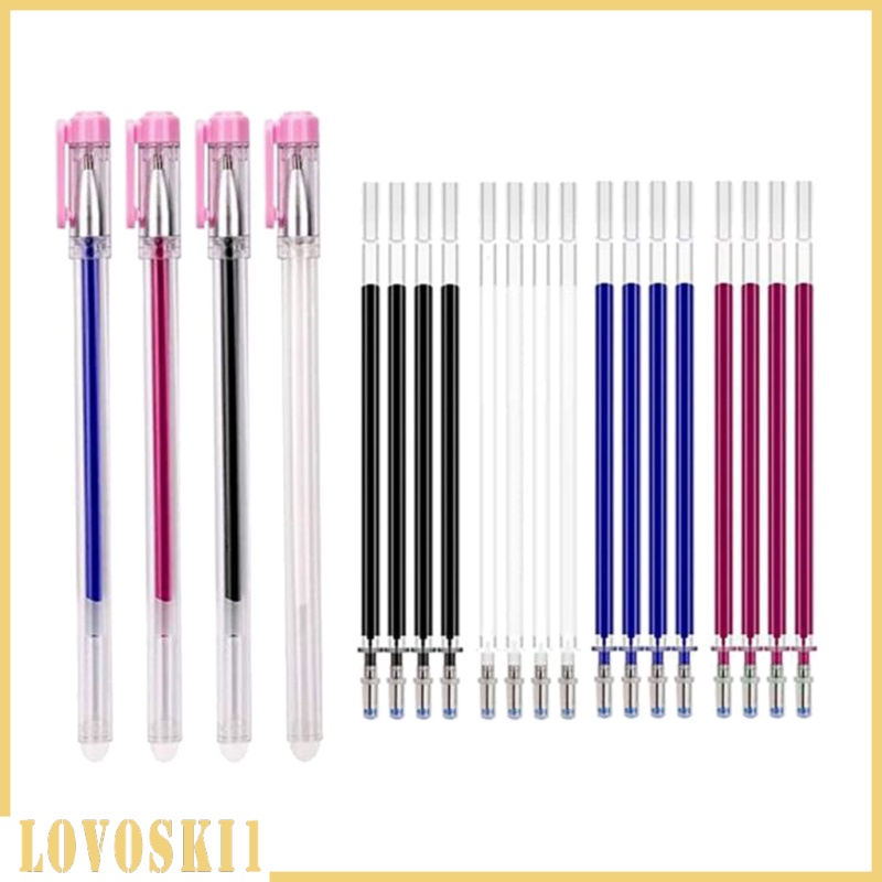 [LOVOSKI1]4 Colors Heat Erasable Pens Fabric Marking Pens with 20 Refills for Dressmaking