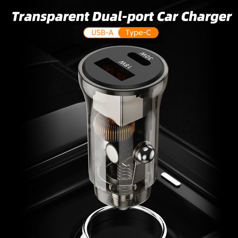 Cốc Sạc Nhanh Điện Thoại Di Động HdoorLink Mini Hai Cổng PD 3.0 3A 48W Cho Xe Hơi