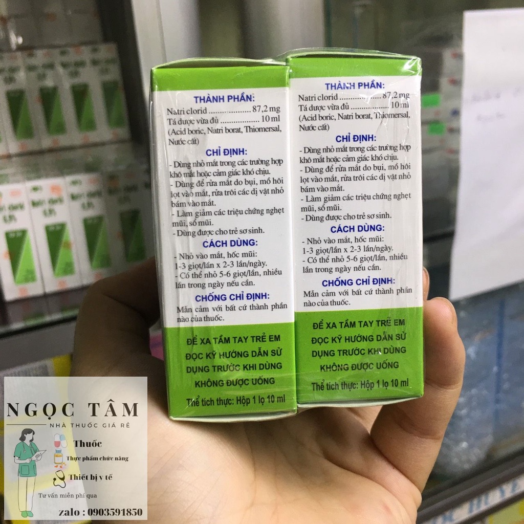 LỐC 10 LỌ NƯỚC NHỎ MẮT MŨI NATRI CLORID HẢI PHÒNG