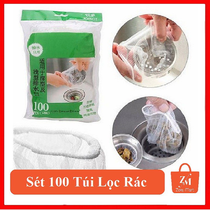 Sét 100 Túi Lọc Rác Vệ Sinh Cho Bồn Rửa Bát Sạch Sẽ Chống Tắc Ống - Zaky Mart Official - TLR001