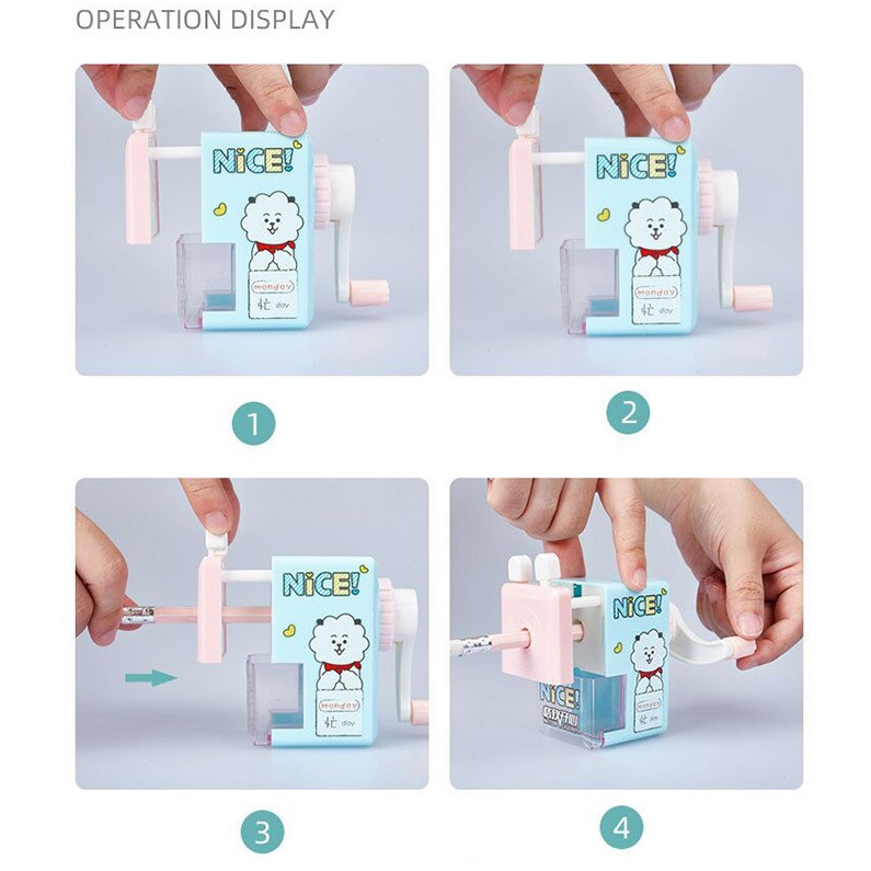 Gọt bút chì tự động quay tay nhỏ gọn Hồng - Xanh