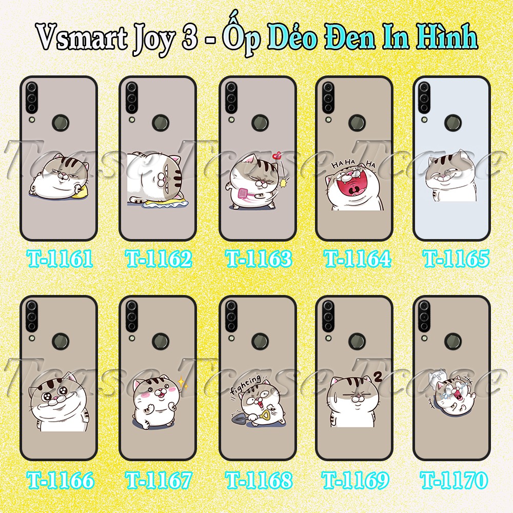 Ốp lưng Vsmart Joy 3 dẻo đen in hình Chú mèo con cute