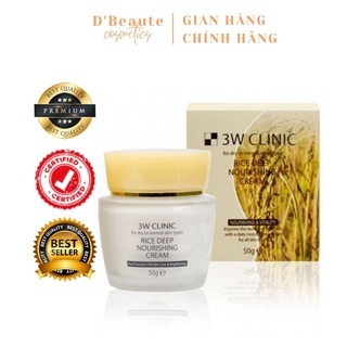 Kem dưỡng ẩm và trắng da sâu gạo 3w Clinic RICE DEEP NOURISHING CREAM 50g - Hàn Quốc Chính Hãng