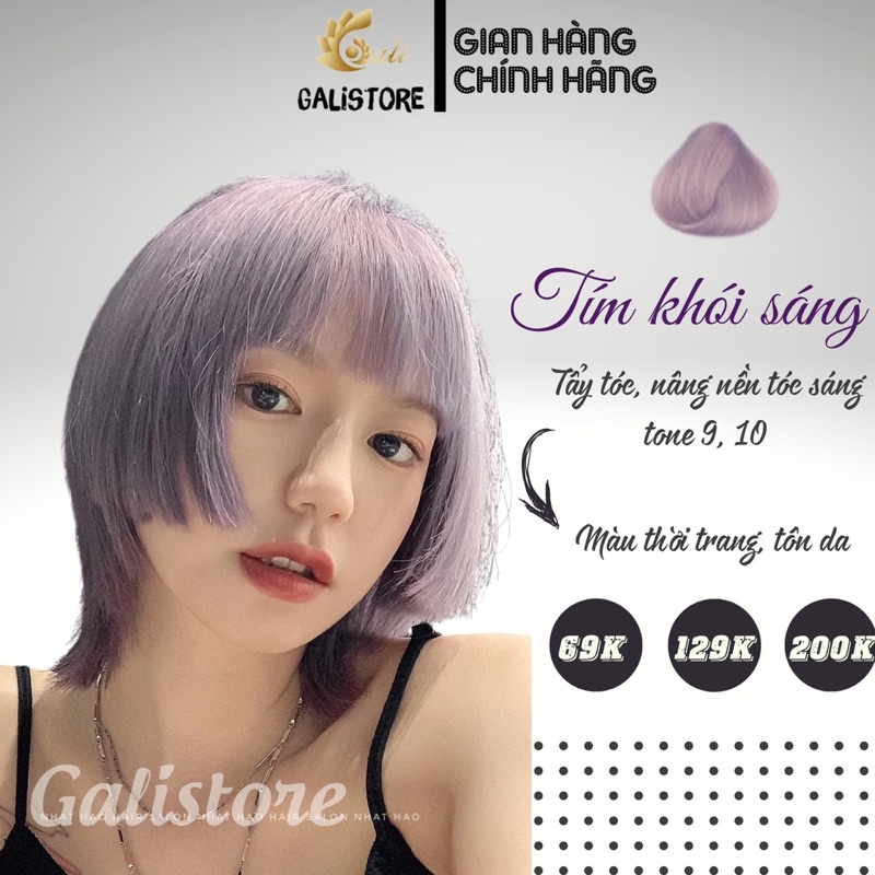 Thuốc nhuộm tóc Tím Khói Sáng cần Thuốc Tẩy Tóc tặng kèm oxy trợ nhuộm Galistore