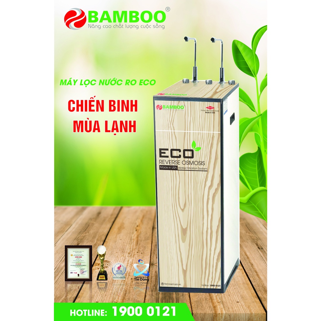 [Mã INCU300 giảm 10% đơn 499K] Máy lọc nước RO Bamboo ECO - 2 vòi 3 chế độ nóng lạnh nguội