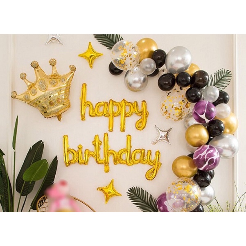 Set bóng chữ sinh nhật happy birthday dáng liền chữ uốn điệu