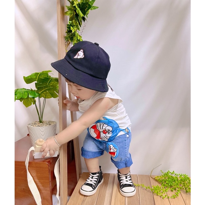 Set áo ba lỗ sát nách quần Jean lửng Doremon cho bé trai từ 7 - 21kg - Riokids SN10