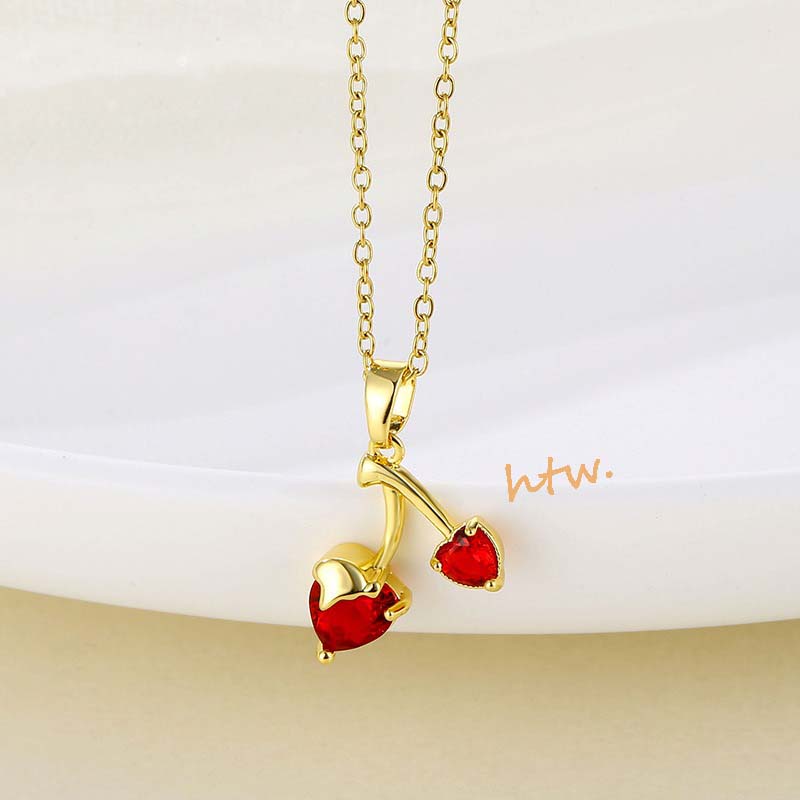 Vòng cổ Mặt Hình Quả Anh Đào Vàng 18k Thời Trang Cho Nữ