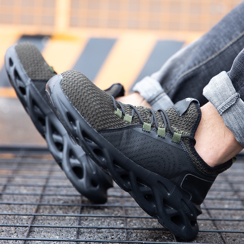 AAA+ giày bảo hộ lao động siêu nhẹ đế sắt mũi thép （Size39-46） Men's safety shoes work boots