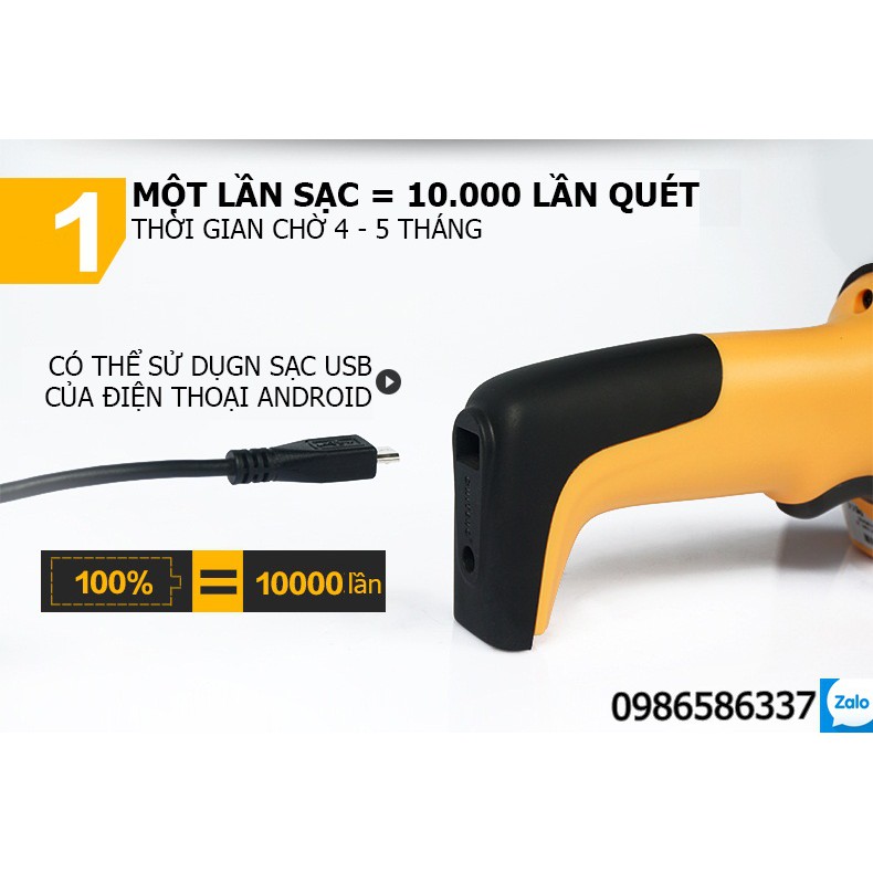 Máy quét công nghiệp mã vạch không dây cảm biến CCD quét được màn hình, pin siêu khỏe, bắt sóng cực xa, Chiteng CT950W