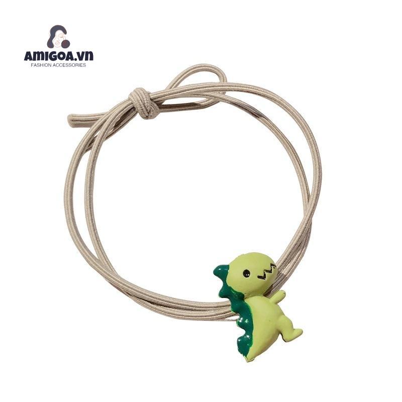 Dây Cột Tóc Cao Su Thắt Nút Họa Tiết Khủng Long Xinh Xắn