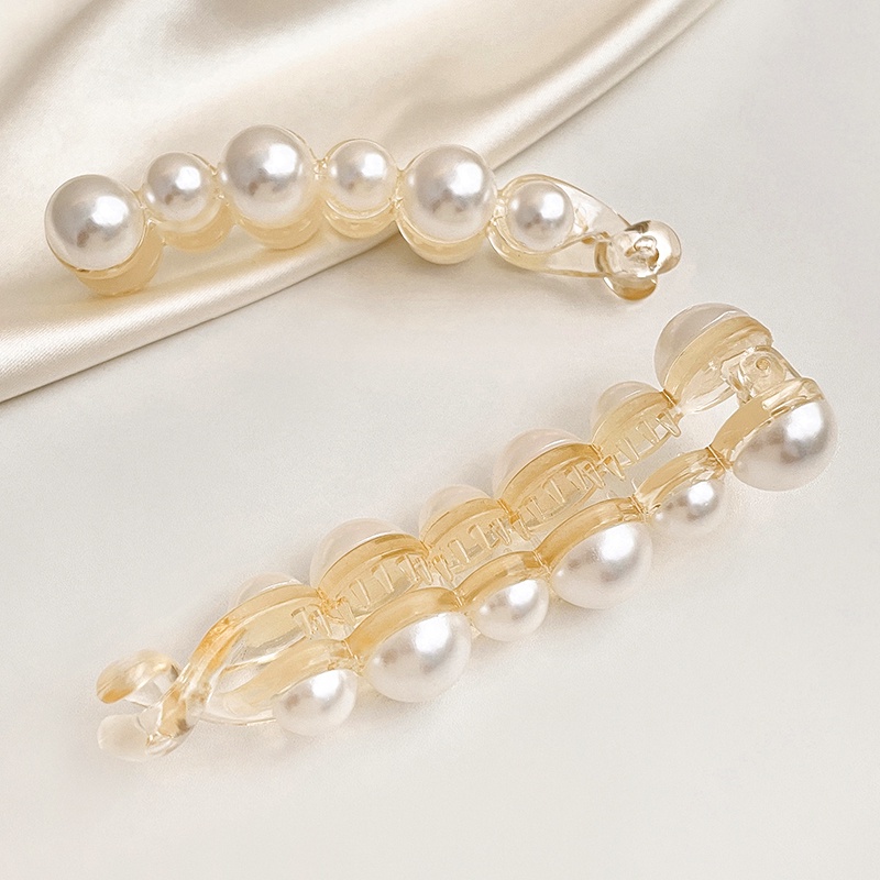 Kẹp Tóc Nơ Vải Chiffon Cỡ Lớn Đính Ngọc Trai Thời Trang Xinh Xắn Cho Nữ