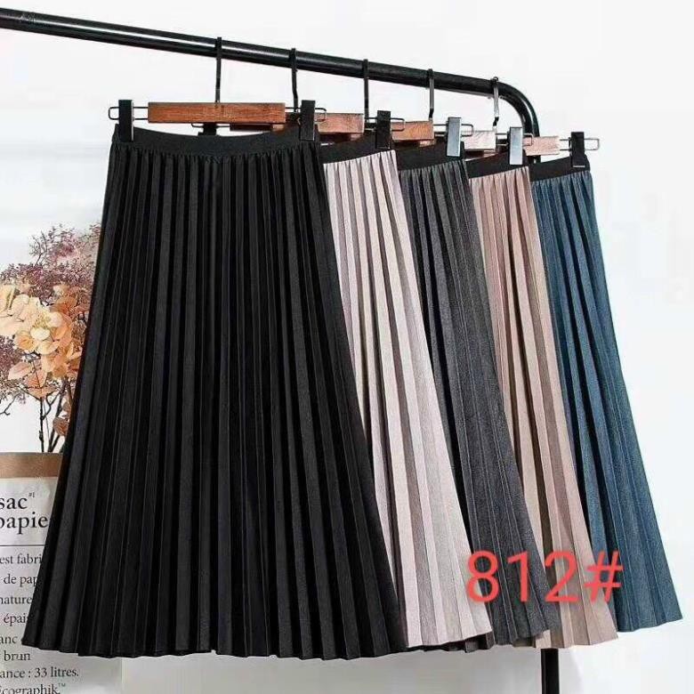 Chân váy dạ xếp ly cạp cao-Chân váy xếp li dạ siêu đẹp hàng qchau cao cấp | BigBuy360 - bigbuy360.vn