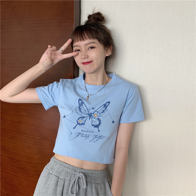 NRVP 2021 summer new short short-sleeved t-shirt female Korean style looser student shirt tees